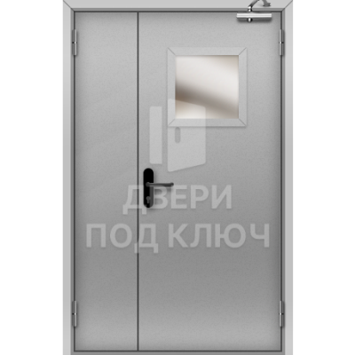 Остекленная полуторная противопожарная дверь EI-90 1100×2100 мм ДПК-15901